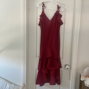 Express- Red Ruffle High Low Dress